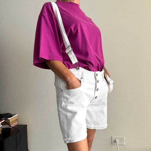 Diesel White Denim Overall Shorts - Size S - Picture 6 of 11